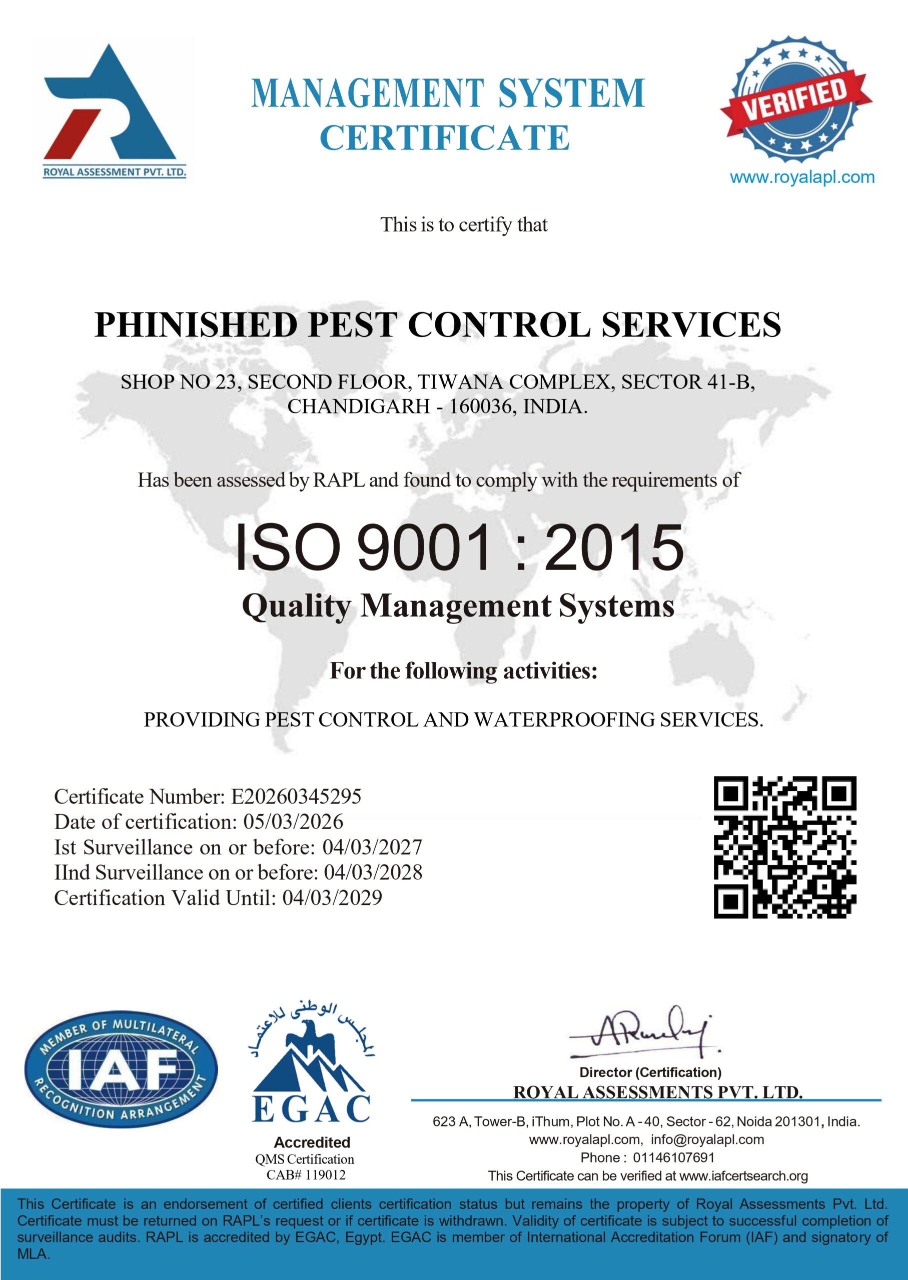 ISO CERTIFICATE (ISO 9001:2015)